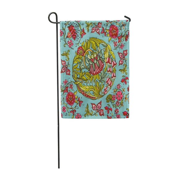 LADDKE William Floral in Middle Ages Style Morris Victorian Abstract Antique Baroque Be Garden Flag Decorative Flag House Banner 12x18 inch