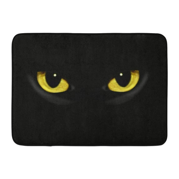 LADDKE Yellow Panther Cat Eyes in Dark Night Green Black Halloween Doormat Floor Rug Bath Mat 23.6x15.7 inch