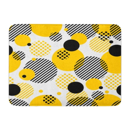 LADDKE Yellow Round Color Pattern Circles Stripes Dots Abstract Black Radial Doormat Floor Rug Bath Mat 30x18 inch