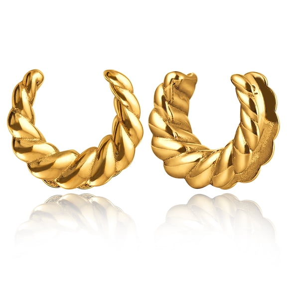 LADEMAYH 2pcs Surgical Steel 316L Ear Plugs Tunnels Gauges, Classic and Stylish Design Saddle Shape Gauges for Ears, Hypoallergenic Body Piercing Jewelry for Gothic/Punk Styles (Gold, 16mm=5/8")