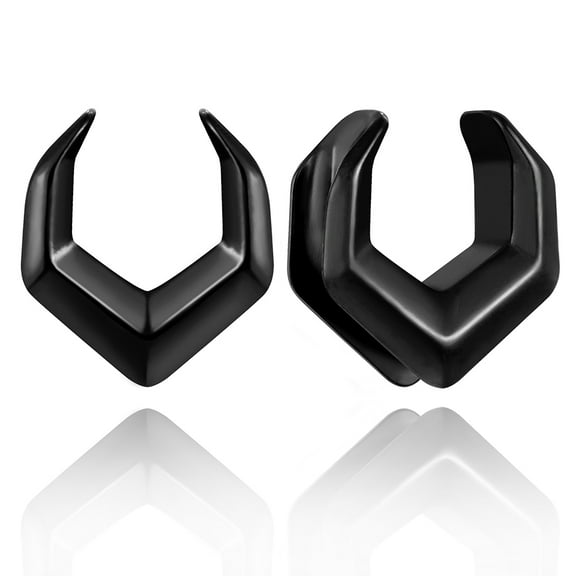 LADEMAYH 2pcs Surgical Steel 316L Ear Plugs Tunnels Gauges, Hexagon Design Saddle Shape Gauges for Ears, Hypoallergenic Body Piercing Jewelry for Gothic/Punk Styles (Black, 08mm=0g)