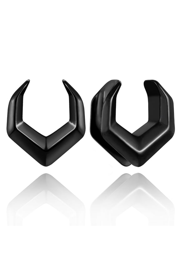 2pcs Surgical Steel 316L Ear Plugs Tunnels Gauges, Hexagon Design Saddle Shape Gauges for Ears, Hypoallergenic Body Piercing Jewelry for Gothic/Punk Styles (Black, 19mm=3/4")