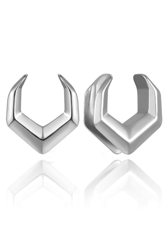 2pcs Surgical Steel 316L Ear Plugs Tunnels Gauges, Hexagon Design Saddle Shape Gauges for Ears, Hypoallergenic Body Piercing Jewelry for Gothic/Punk Styles (Silver, 10mm=00g)