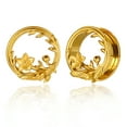 thumbnail image 1 of LADEMAYH Cute Flower Design Ear Plugs Tunnels Gauges for Women, Hypoallergenic Surgical 316L Stainless Steel Ear Expanders Body Jewelry (2pcs Gold, 16mm=5/8"), 1 of 4
