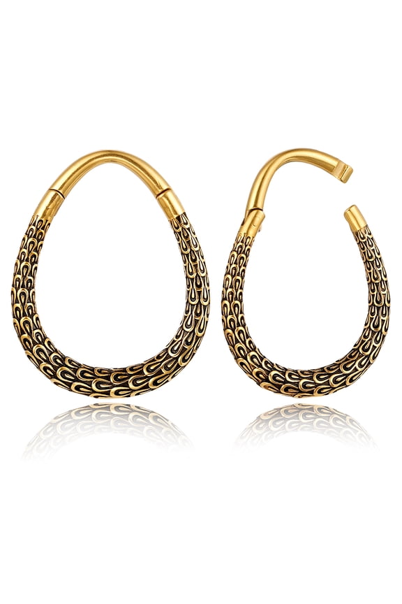 Elegant Ear Weights for Stretched Ears, Peacock Feather Pattern Design 6 Gauge Dangle Hangers for 4mm+ Ear Stretching, Hypoallergenic Suregical Steel 316L Weighted Gauges Body Jewelry