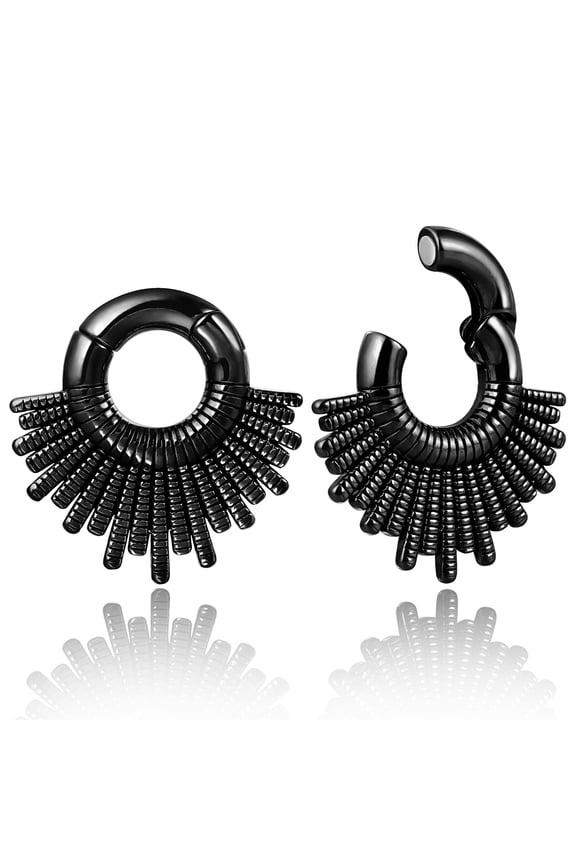 Unique 2g Ear Gauges Weights for Stretched Ears, Punck Fan-Shaped Hangers Dangle Gauges for Ears, Hypoallergenic Surgical Stainless Steel 316L Hoop Weighted Gauges Body Jewelry