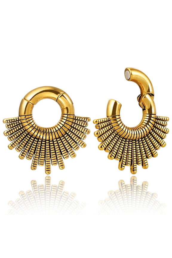 Unique 2g Ear Gauges Weights for Stretched Ears, Punck Fan-Shaped Hangers Dangle Gauges for Ears, Hypoallergenic Surgical Stainless Steel 316L Hoop Weighted Gauges Body Jewelry