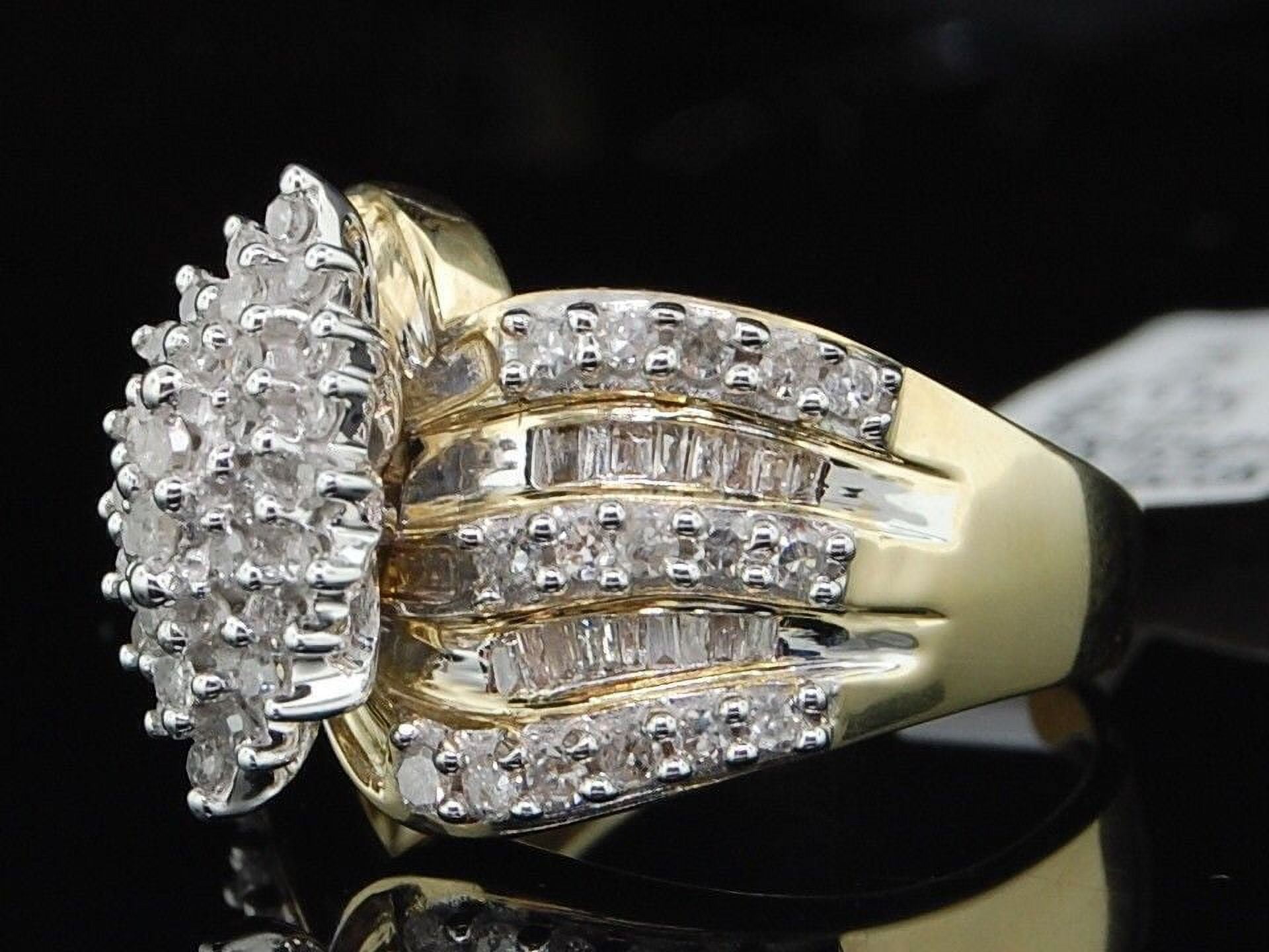 1.10ct 10K YG Champagne Diamond Cluster Ring ZEI - Ruby Lane