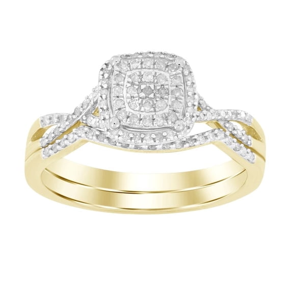 Bellano Women's Bridal Set 0.25Ct Round Diamond Yellow Gold/Sterling Silver
