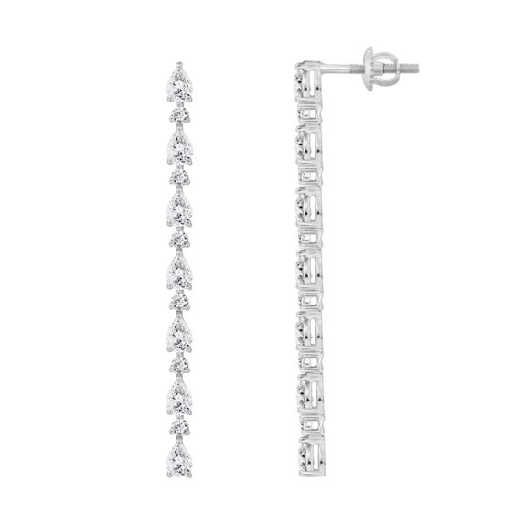 Bellano Women's Earrings 2.35CT Round/Pear Diamond 14K White Gold