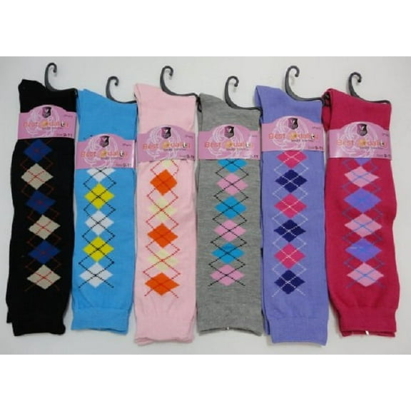 LADIES/JUNIORS/TEENS - 12 PAIR OF ARGYLE KNEE HIGH SOCKS
