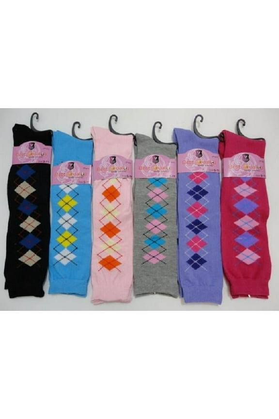LADIES/JUNIORS/TEENS - 12 PAIR OF ARGYLE KNEE HIGH SOCKS