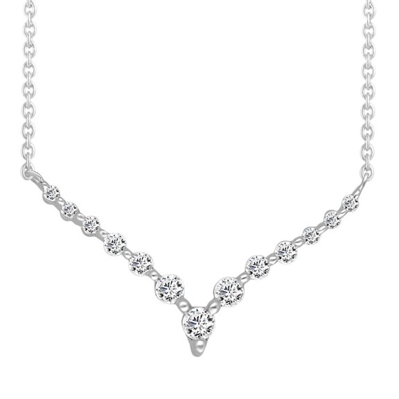 Bellano Women's Necklace 0.25Ct Round Diamond 14K White Gold