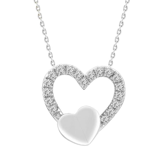 Bellano Women's Pendant With Chain 0.06Ct Round Diamond 10K White Gold