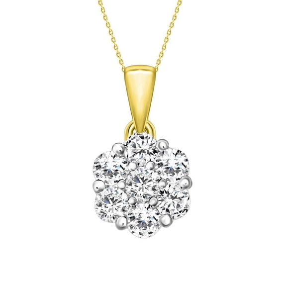 Bellano Women's Pendant With Chain 0.33Ct Round Diamond 14K Yellow Gold