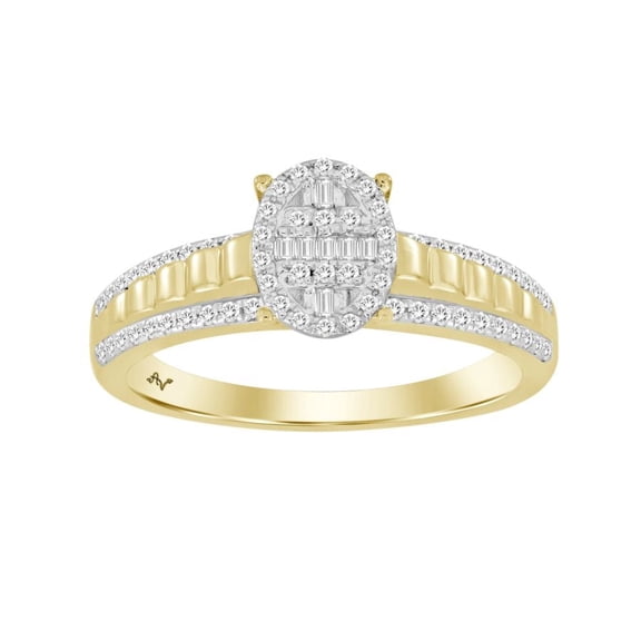 Bellano Women's Ring 0.25CT Round/Baguette Diamond 10K Yellow Gold