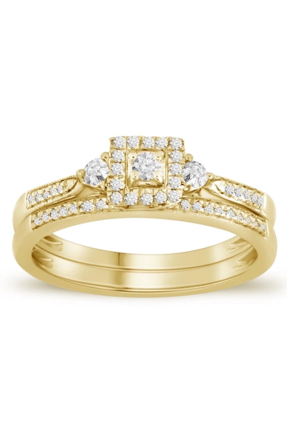 Bellano Women's Ring 0.25CT Round/Princess Diamond 10K Yellow Gold