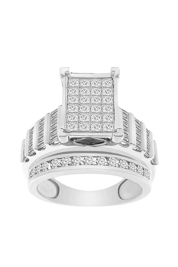Bellano Women's Ring 2.00CT Round/Princess/Baguette Diamond 10K White Gold