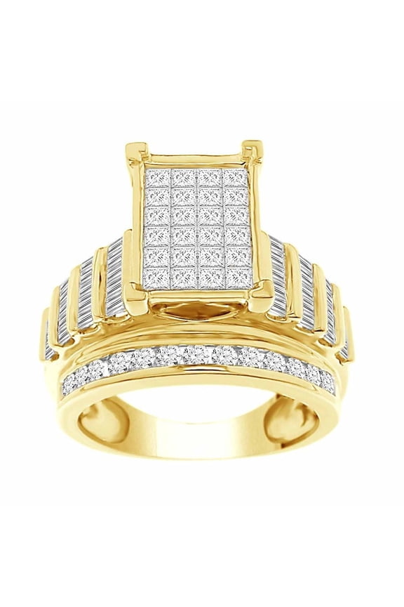 Bellano Women's Ring 2.00CT Round/Princess/Baguette Diamond 10K Yellow Gold