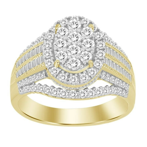 Bellano Women's Ring 3.00CT Round/Baguette Diamond 10K Yellow Gold