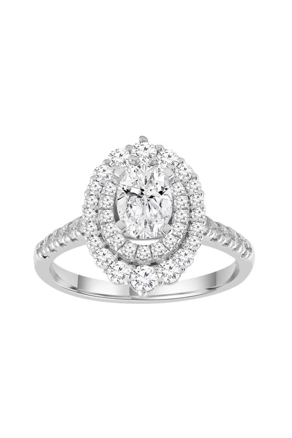 Bellano Women's Ring Semi Mount 0.75CT Round Diamond 14K White Gold (Center Stone 1.00CT Oval Diamond)