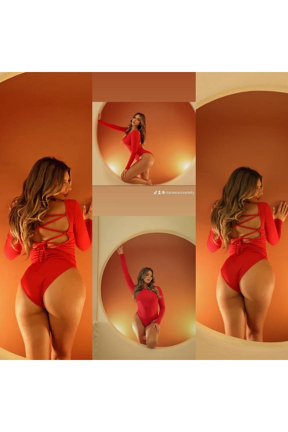 LADIES Ribbed Scoop Neck Long Sleeve Bodysuit SIZE -M  WITH FREE SHIPPING