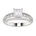 thumbnail image 1 of Bellano Women's Semi Mount Ring 0.50CT Round/Princess/Baguette Diamond 14K White Gold (SI Quality) (Center Stone 1.00CT Princess Diamond), 1 of 1