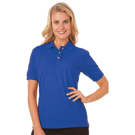 LADIES SHORT SLEEVE SUPERBLEND PIQUE - ROYAL 4 EXTRA LARGE SOLID