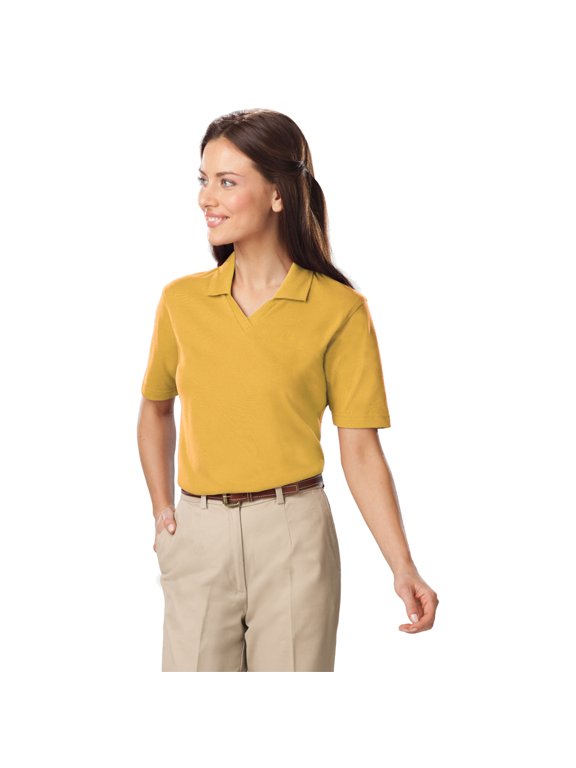 LADIES SHORT SLEEVE V-NECK - MAIZE EXTRA LARGE SOLID