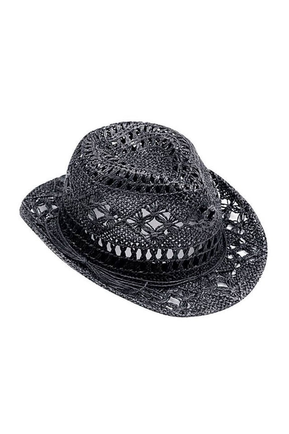 LADIES' TOYO JACQUARD FEDORA HAT, Black