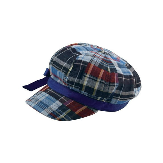 LADIES TWILL NEWSBOY PLAID CAP, Navy