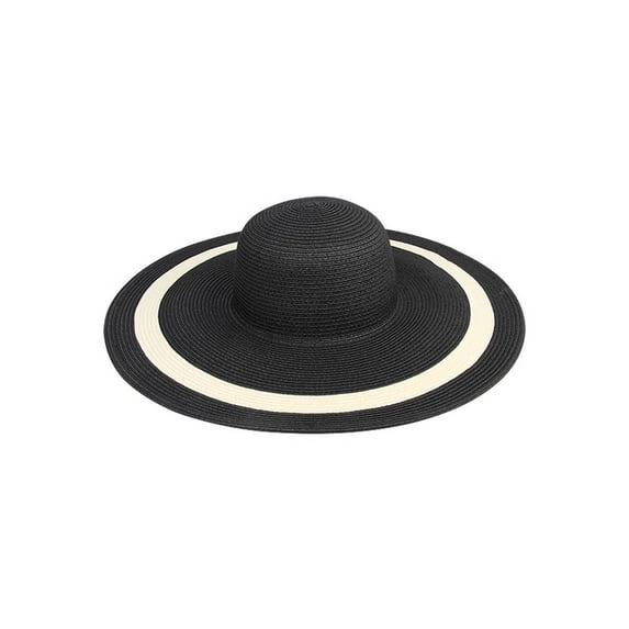 LADIES' WIDE BRIM FASHION TOYO HAT - Black/Natural