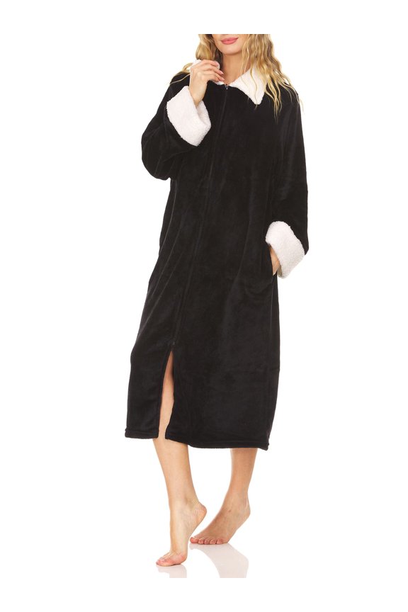 LADIES ZIP UP PLUSH ROBE
