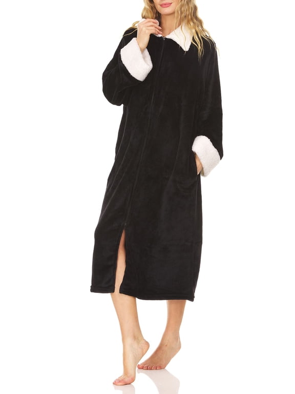 LADIES ZIP UP PLUSH ROBE