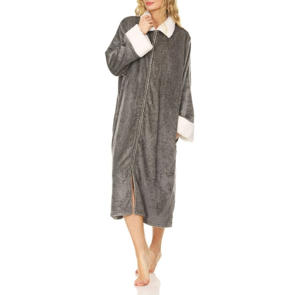 LADIES ZIP UP PLUSH ROBE
