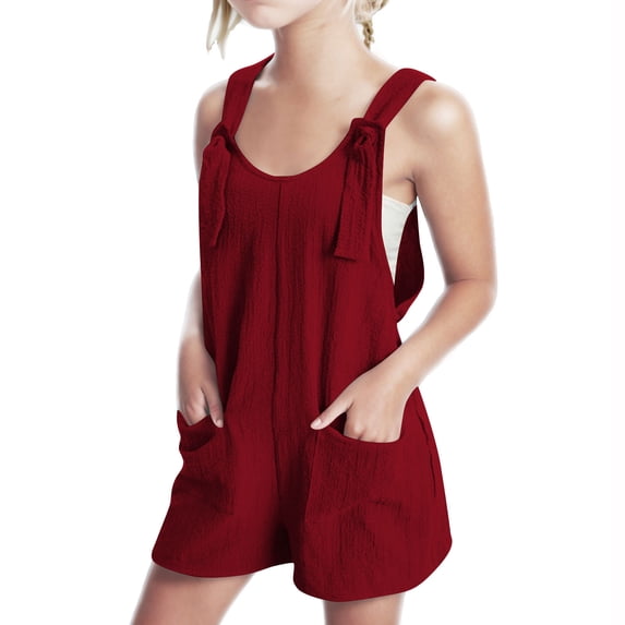 LADIGASU Girls Summer Strap Short Jumpsuit Sleeveless Loose Overalls Cute Rompers Shorts