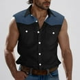 thumbnail image 1 of LADIGASU Men Casual Fashion Patchwork Turndown Collar Sleeveless Pockets Sports Tank, 1 of 5