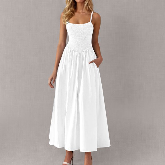 LADIGASU Women's Solid Sleeveless Round Neck Sexy Elegant Club Party Tunic Mini Dresses Casual Vacation Dress