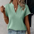 thumbnail image 1 of LADIGASU Women's V-neck Short-sleeved Loose Shirt Top, 1 of 5