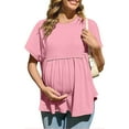 thumbnail image 1 of LADIGASU Clearance Womens Maternity Shirts Short Sleeve Crew Neck Tunic Top Casual Spring Summer Blouses Clothes, 1 of 8