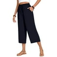 thumbnail image 1 of LADIGASU Womens Summer Fashion Solid Casual Elastic Waist Wide Leg Pants, 1 of 9