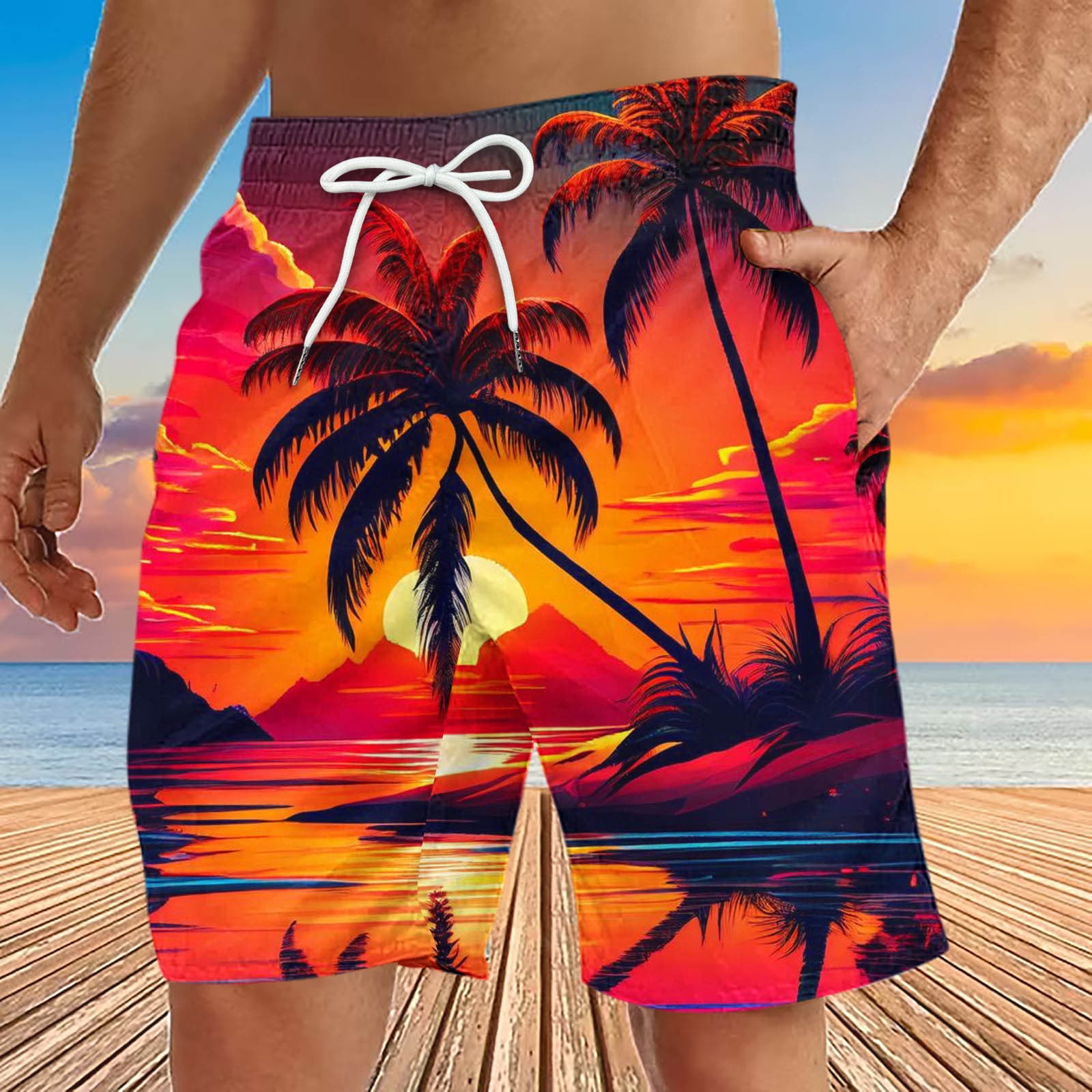 LADIGASU Mens Swim Trunks with Compression Liner Inseam Mens Bathing