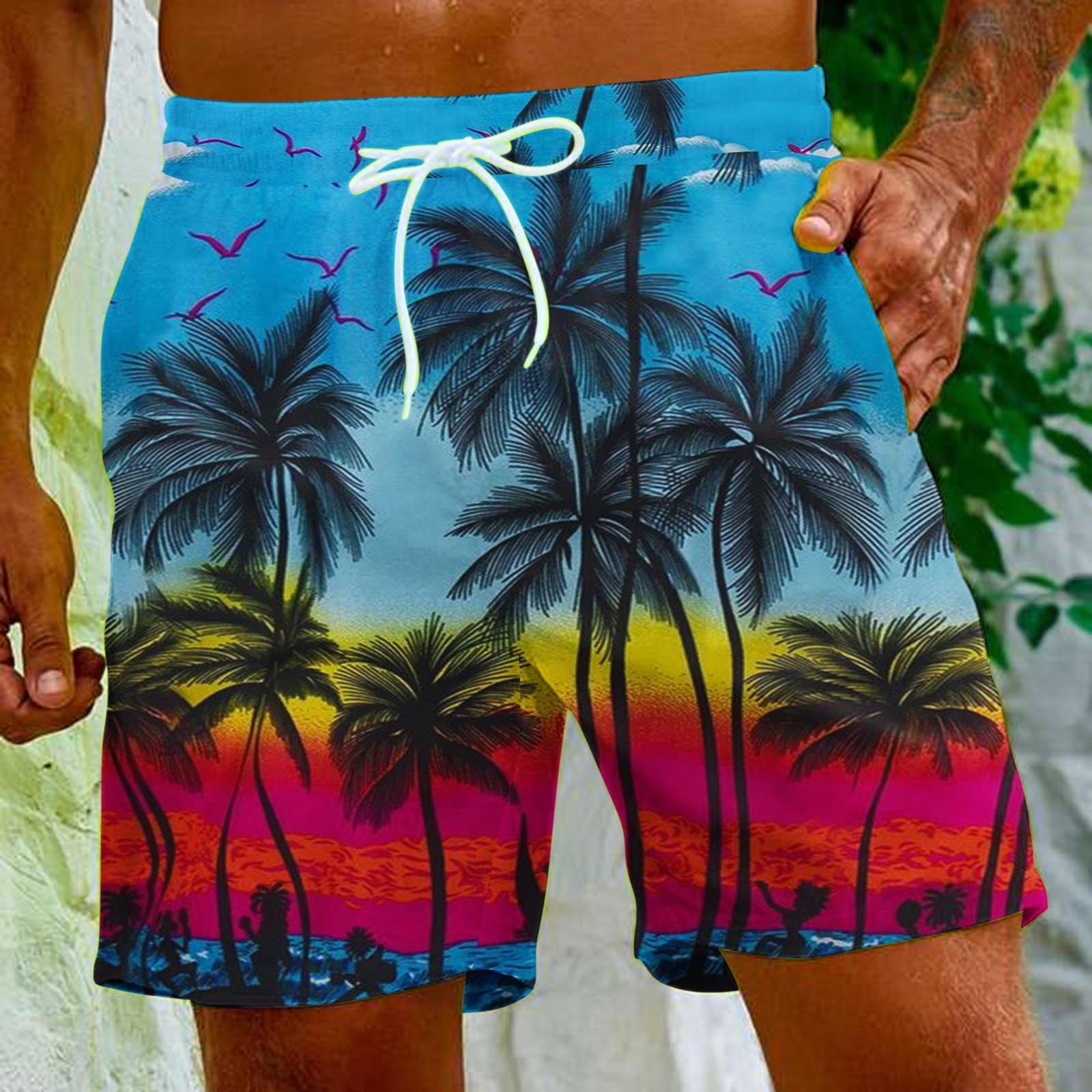 LADIGASU Mens Swim Trunks with Compression Liner Inseam Mens Bathing