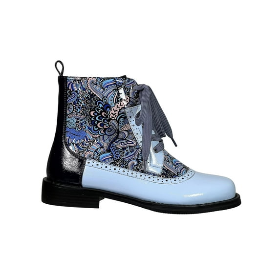 Ninety Union Chelsea Fashion Lace Bootie With Paisley And Mixed Textures, Blue, 7