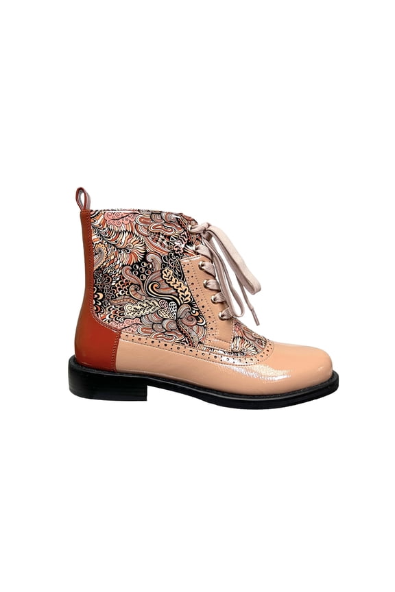 Ninety Union Chelsea Fashion Lace Bootie With Paisley And Mixed Textures, Camel, 11