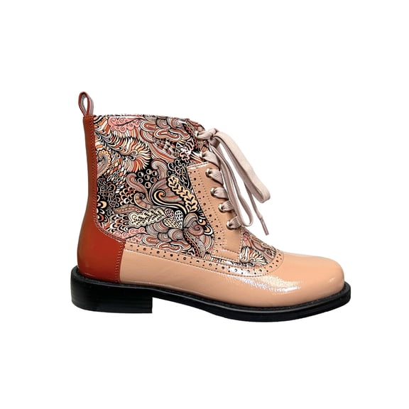 Ninety Union Chelsea Fashion Lace Bootie With Paisley And Mixed Textures, Camel, 12