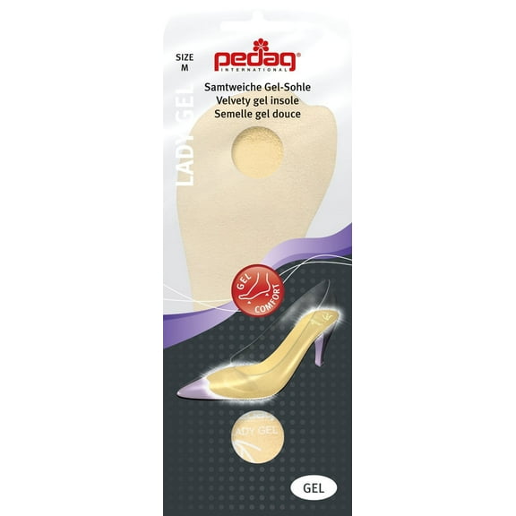 LADY GEL Velour Leather Insole for High Heels, Open Toed Shoes and Sandals, Medium