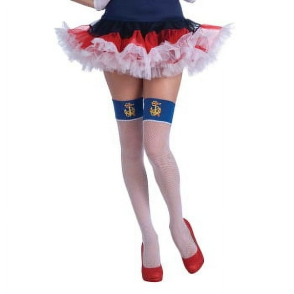 LADY IN THE NAVY FISHNET THIGH