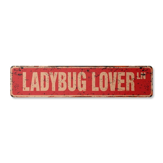 LADYBUG LOVER Vintage Plastic Street Sign ladybugs collectible lady bug bugs | Indoor/Outdoor | 18" Wide