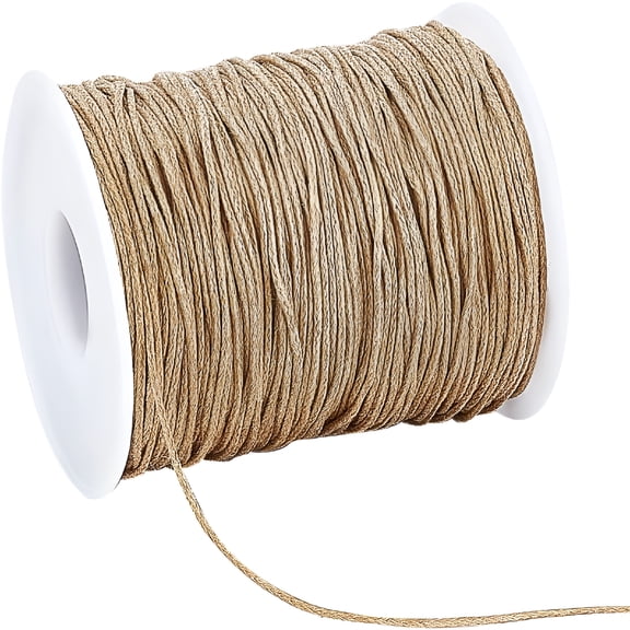 LADYGYM 100 Yards 1mm Waxed Cotton Cord Thread Beading String Waxed Craft String Bracelet Strings for Bracelet Necklace Making Crafting Beading Macrame Vase Decor, Burlywood